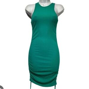 Adika Ruched Side Green Teal Tank Dress Size XS